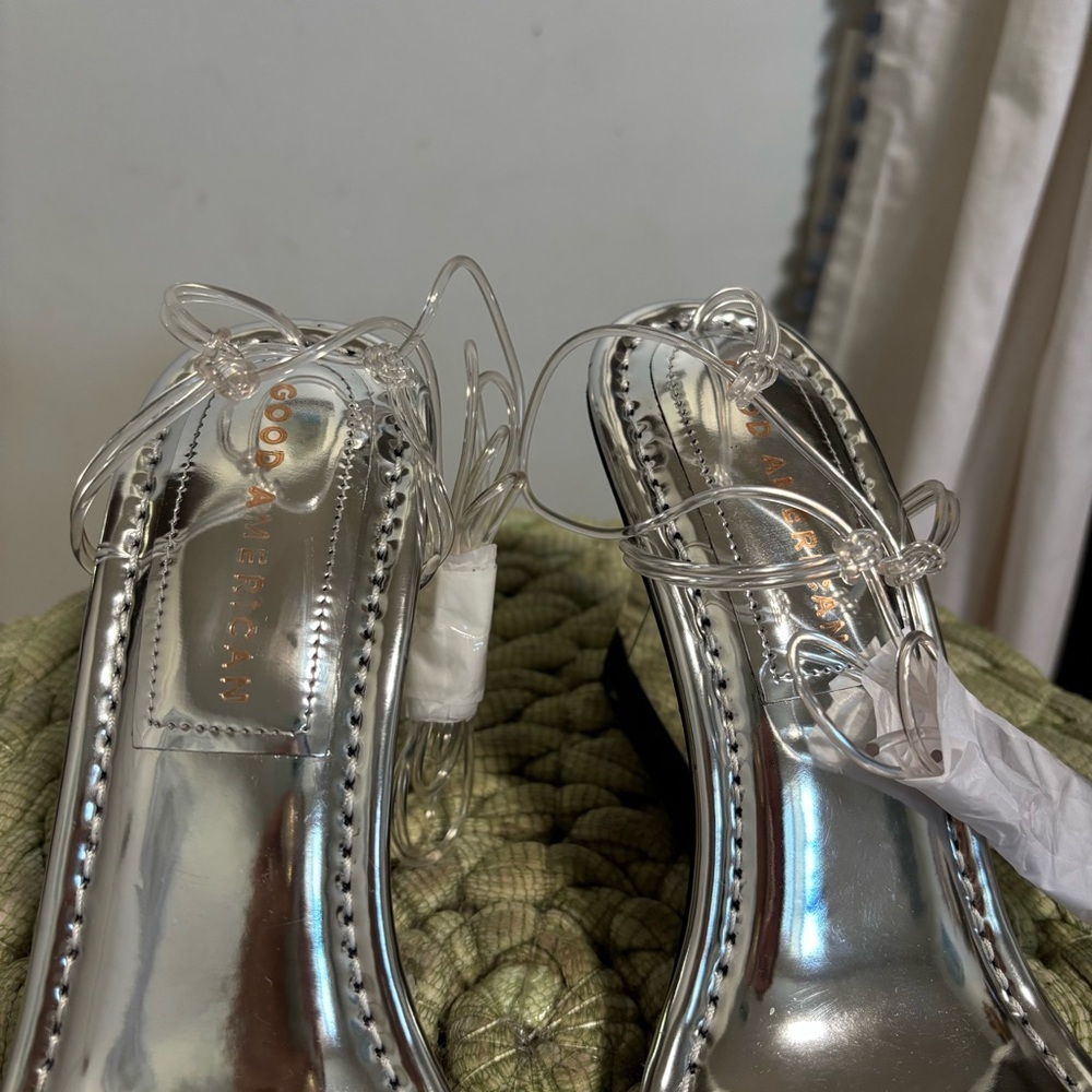 NEW Good American Cinder-f*cking Rella Clear Wedge Sandal Size 8 - Picture 12 of 14